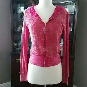 Katydid Pink Lace Zip Hoodie Jacket